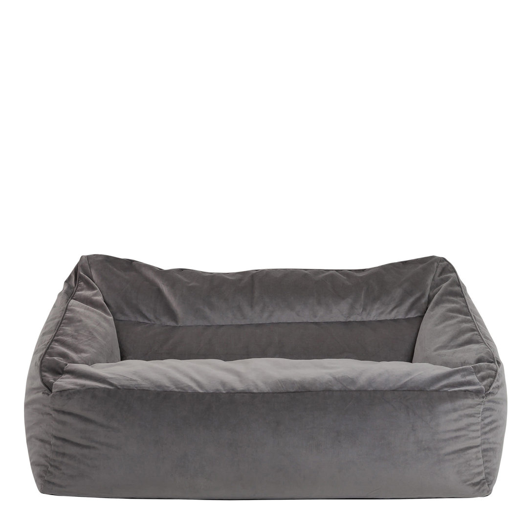 Bean Bag Bazaar Cecilia Velvet Sofa Bean Bag Charcoal Grey Large